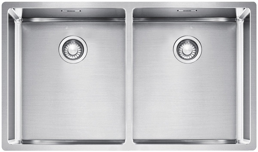 Franke Bolero double bowl sink 2 x 29L - 18/10 stainless steel, top, under or flush mount - BOX220-36