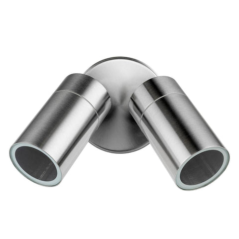 Brilliant Stainless Steel Coolum Wall Light - 2 Head - IP44 - Adjustable - SuperSaverAU - view 1