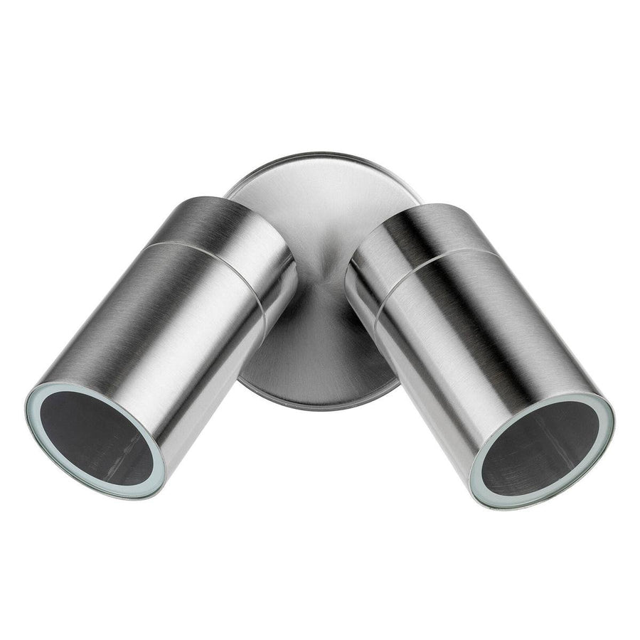 Brilliant Stainless Steel Coolum Wall Light - 2 Head - IP44 - Adjustable - SuperSaverAU - view 1