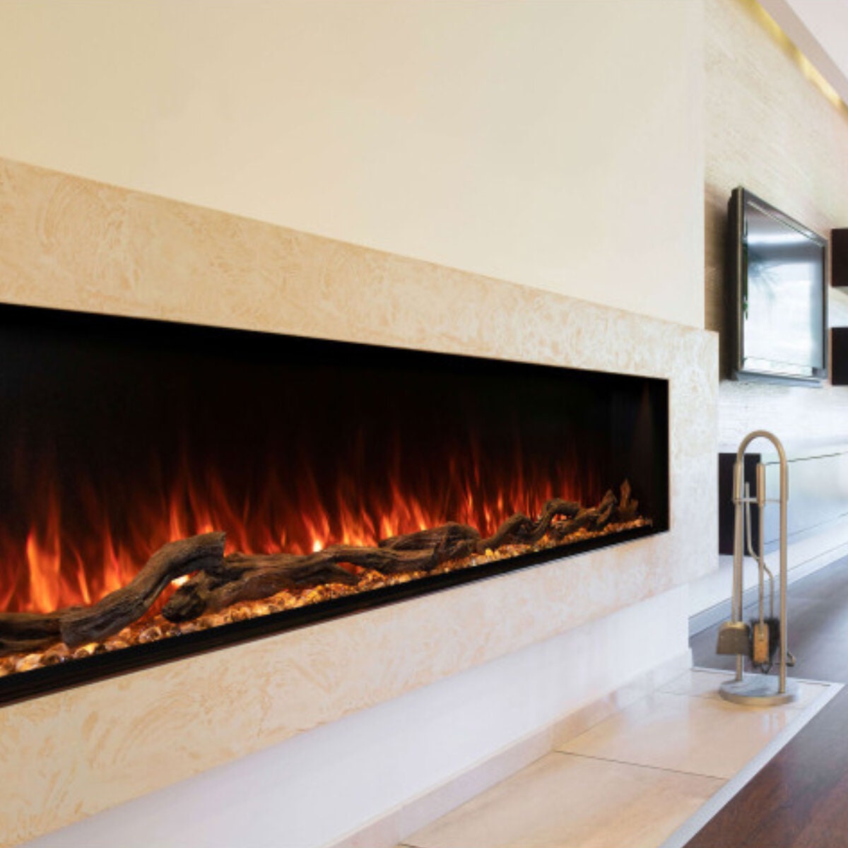 Modern Flames Landscape Pro Multi 96" Built-In Electric Fireplace - Hybrid-FX Flames, Black - LPM-9616-INT
