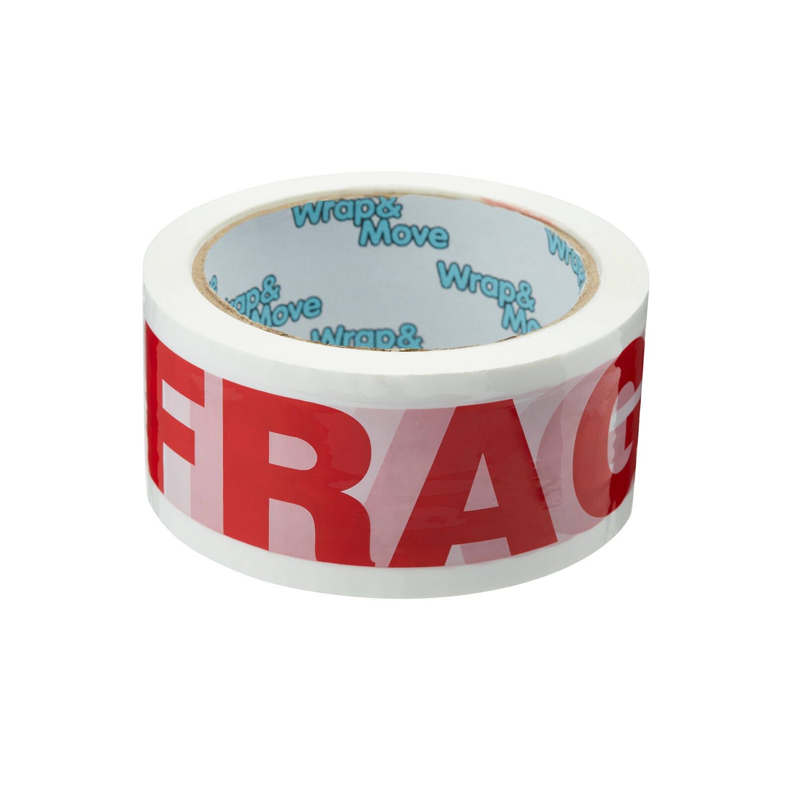 Wrap & Move Fragile Warning Tape - 48mm x 66m White/Red BOPP Packing Tape