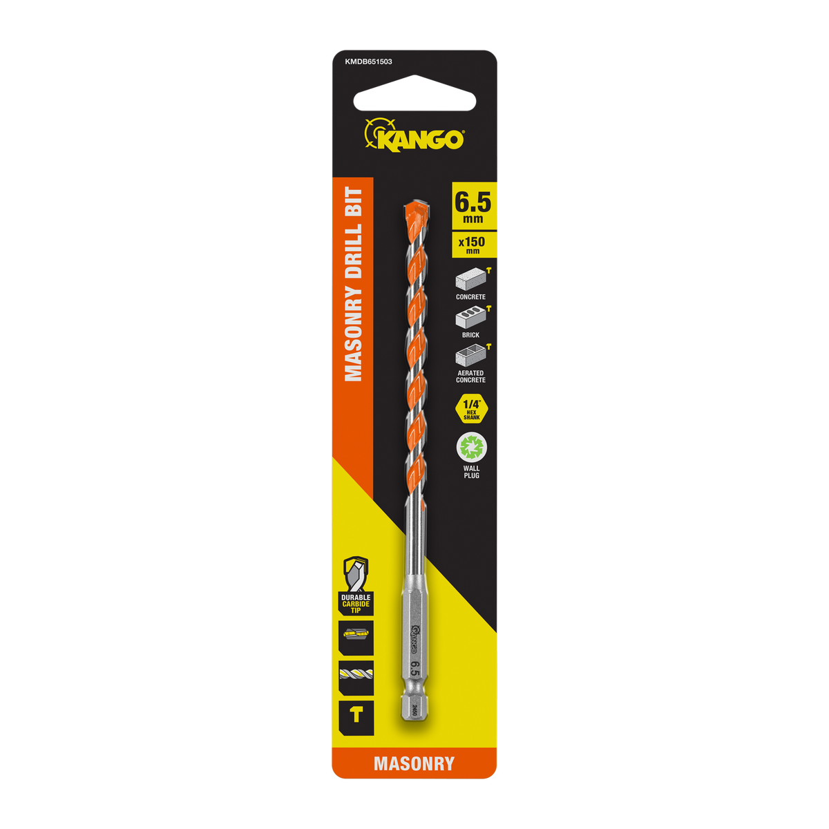 Kango 6.5mm x 150mm 1/4" Masonry Drill Bit - Durable Carbide Tip - Efficient Drilling - SuperSaverAU - view 1