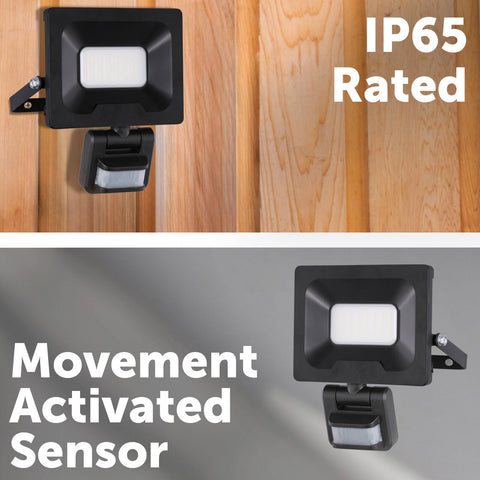 Arlec 24W 240V Grid Connect Smart CCT LED Security Sensor Floodlight, 2500lm Motion Sensing Dusk to Dawn MAL352HA