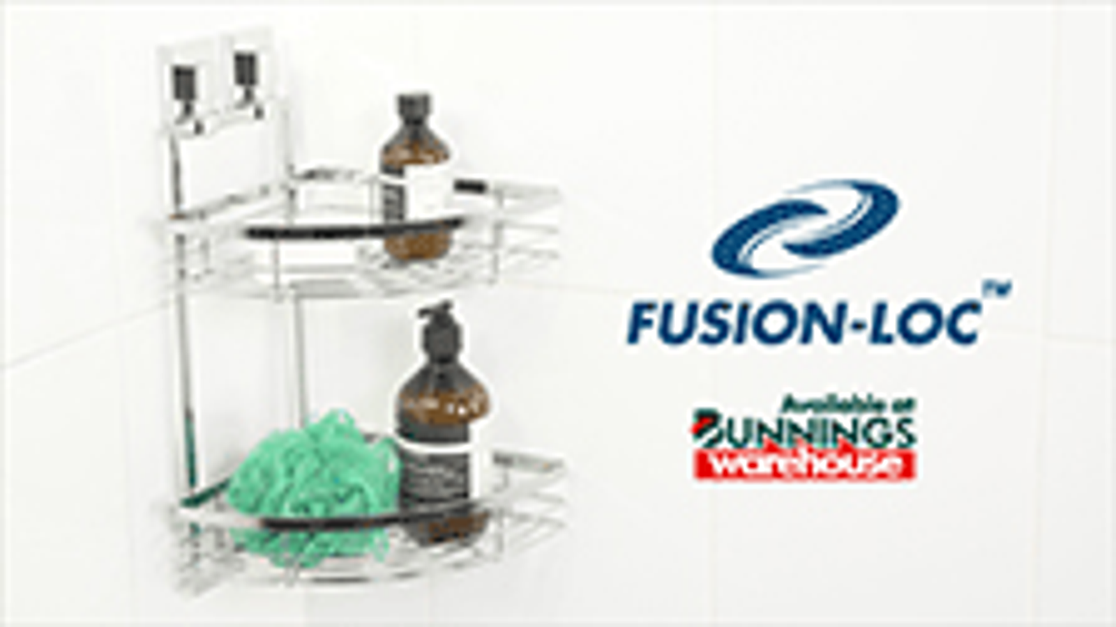 Fusion-Loc 26kg Double Corner Shower Caddy Black Matte Suction, No Drilling
