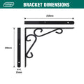 Carinya 250 x 200mm Dark Grey Powder Coated Steel Heavy Duty Scroll Stay Bracket, 200kg