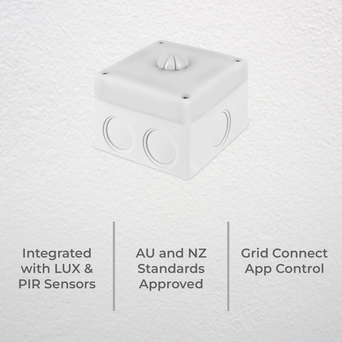DETA Grid Smart Outdoor Lux and Motion Sensor - IP44 Weatherproof - White - 85mm x 85mm x 70mm - SuperSaverAU - view 3