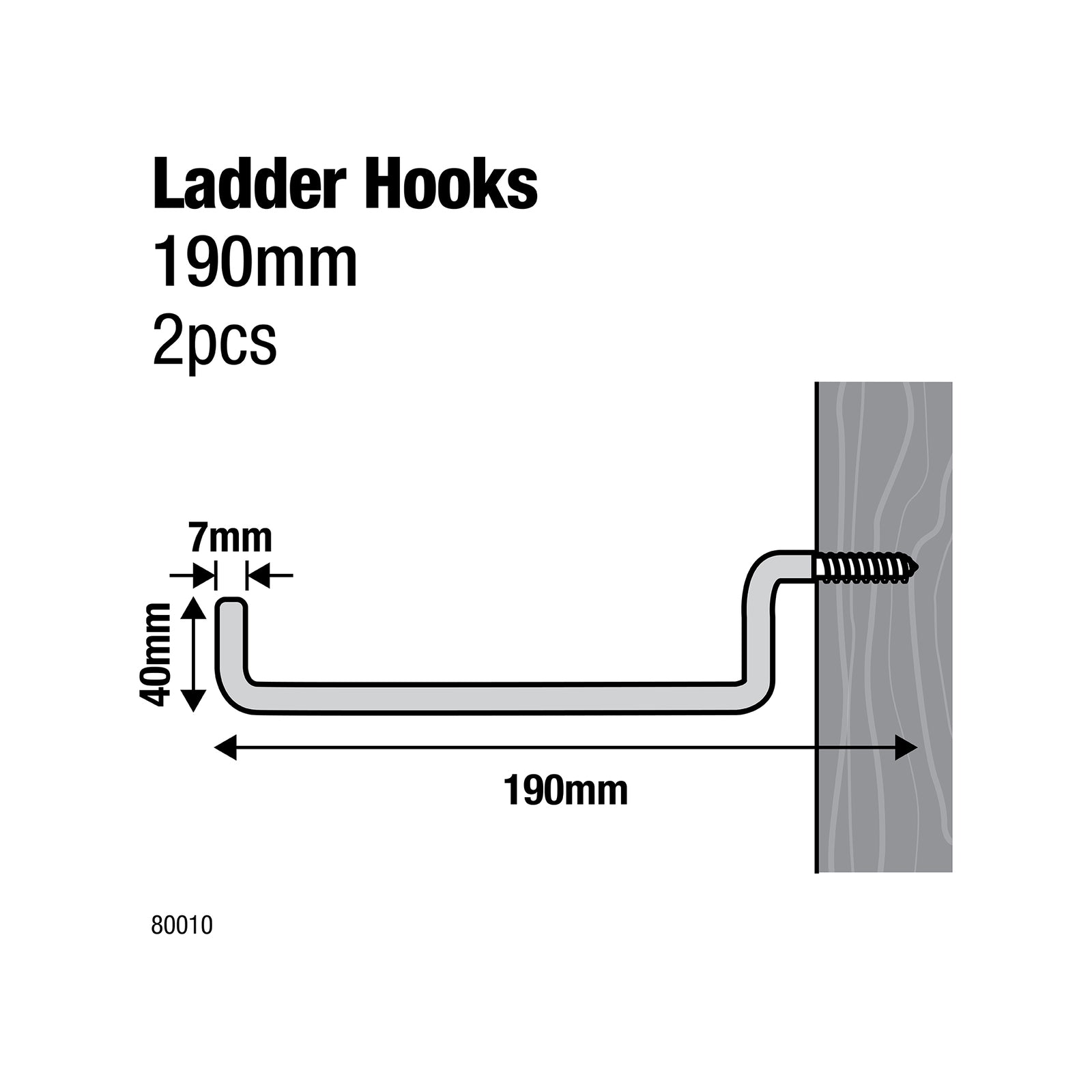 Everhang 190 x 42mm Steel PVC Coated Ladder Storage Hooks 2 Pack