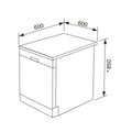 Emilia 60cm Freestanding Dishwasher - 12 Place Settings, Stainless Steel, Half Load, Delay Start - EDW65SS