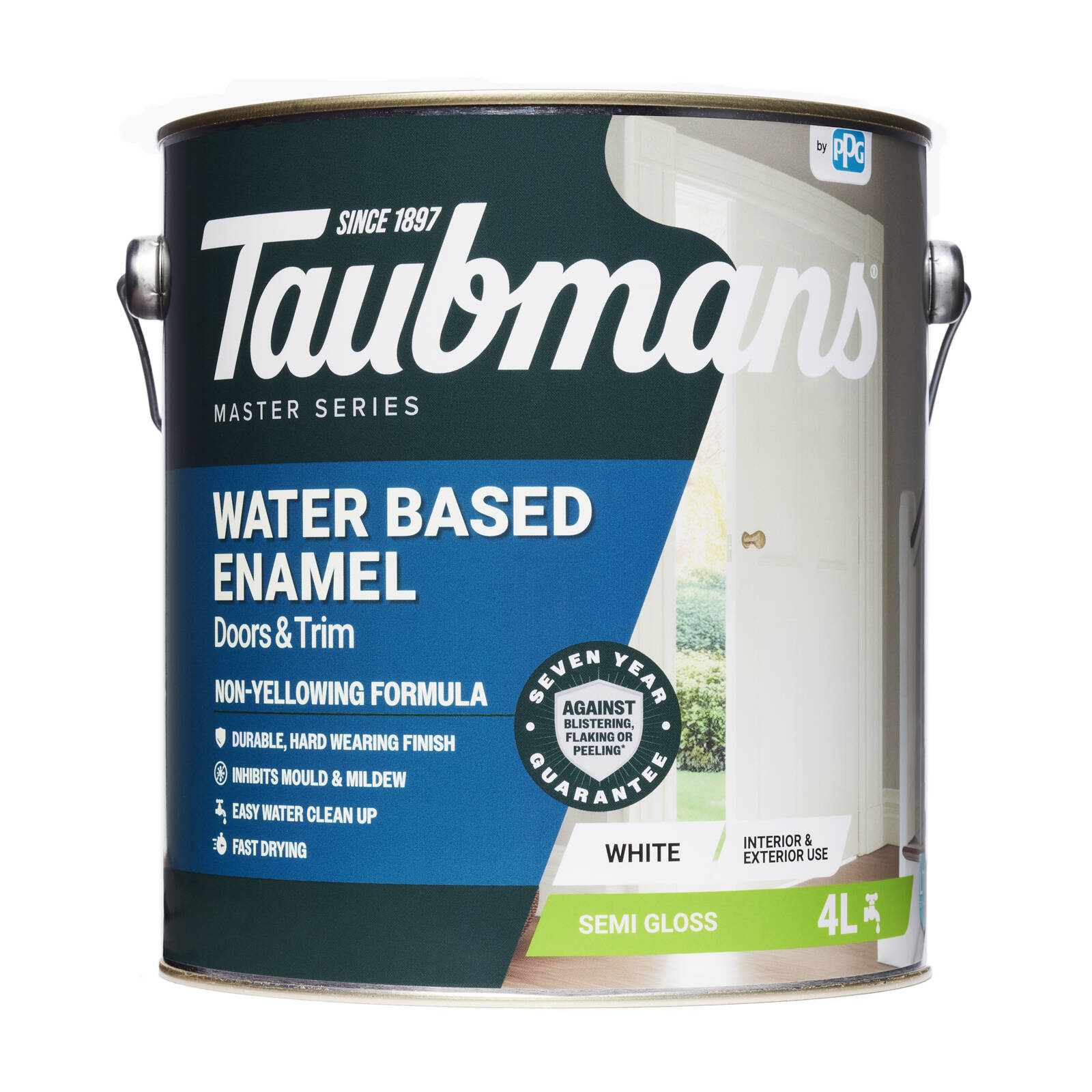 Taubmans 4L White Semi Gloss Water Based Enamel Paint Doors Trims Windows