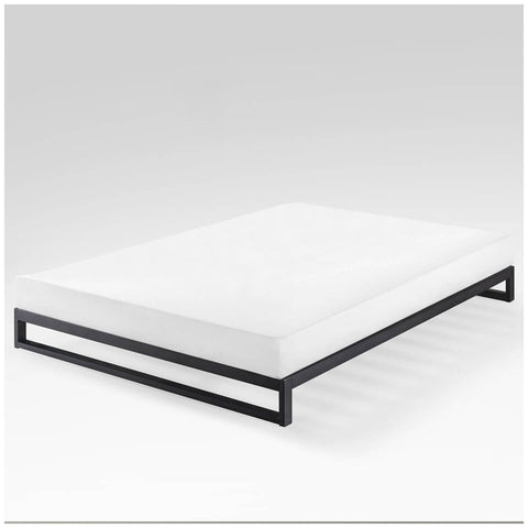 Zinus Double 18cm Low Metal Bed Frame - Black, Wooden Slat Foundation - AU-SSBF-7D