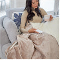 HoMedics Heated Throw Blanket 130x180cm - Fast Six-Minute Heat-Up, Soft-Touch Fabric, Cream - HTB-1000CE-AU