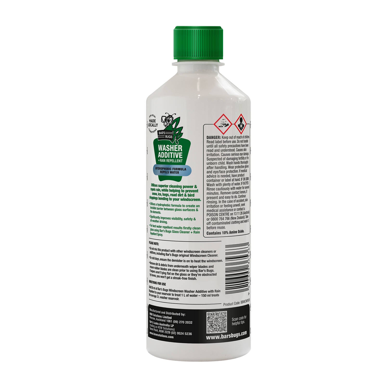 Bar's Bugs 500ml Clear Windscreen Cleaner with Rain Repellent Concentrate