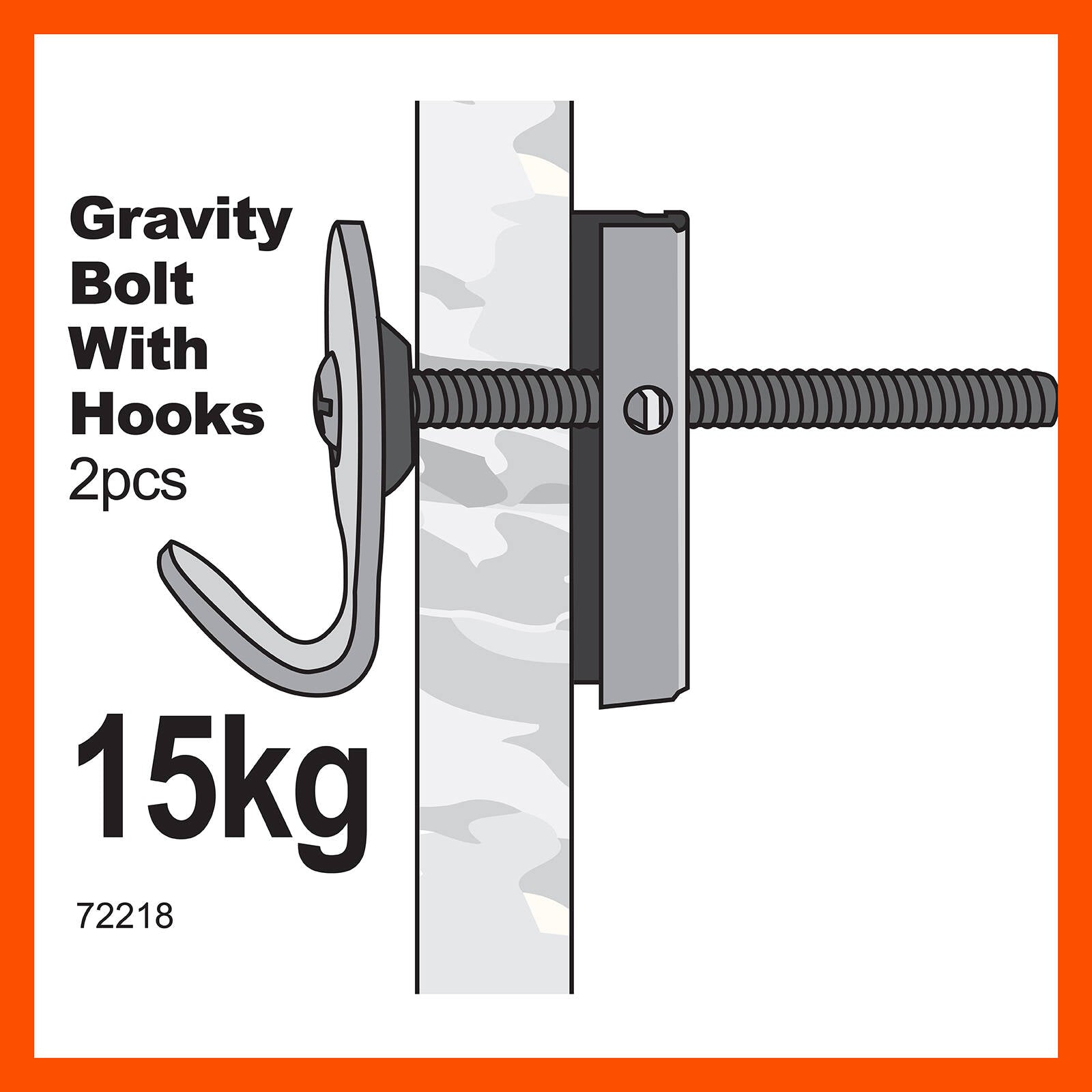 Everhang 15kg Gravity Toggle Zinc Plated Steel Picture Hanging Wall Hook - 2 Pack