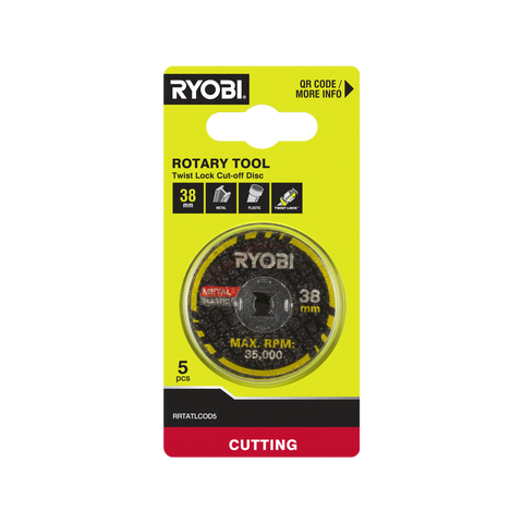 Ryobi Rotary Twist Lock Cutting Disc 5 Pack - 38mm - Fine Cuts - Metal & Plastic - SuperSaverAU - view 1