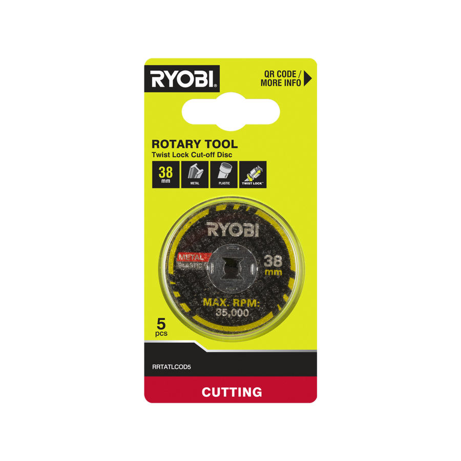 Ryobi Rotary Twist Lock Cutting Disc 5 Pack - 38mm - Fine Cuts - Metal & Plastic - SuperSaverAU - view 1