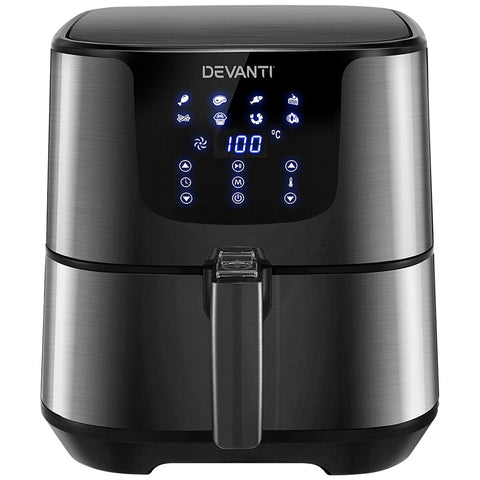 Devanti Digital Air Fryer 7L Black AF-K-G-5T6-SS-BK - SuperSaverAU - view 1