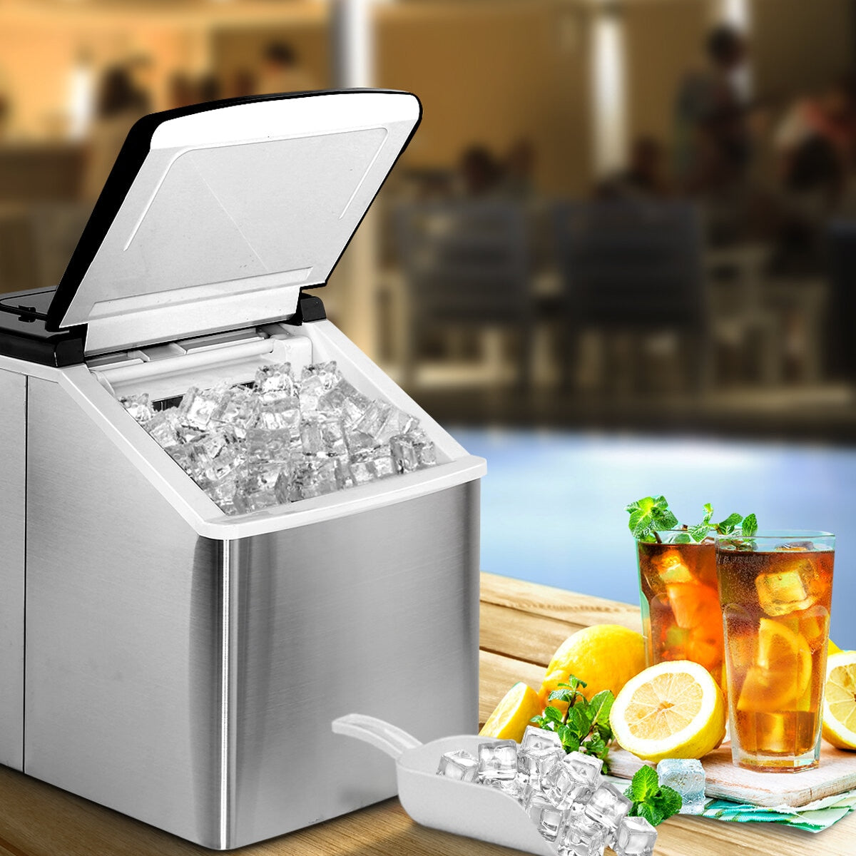 Devanti Portable Ice Cube Maker 3.2L Stainless Steel - SuperSaverAU - view 4