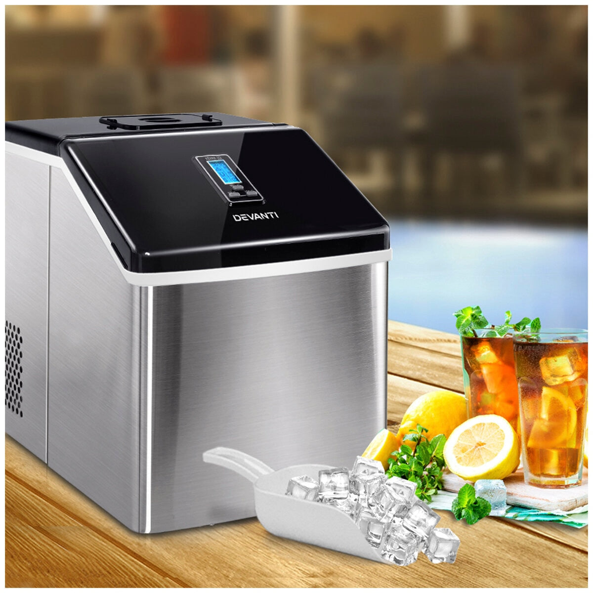 Devanti Portable Ice Cube Maker 3.2L Stainless Steel - SuperSaverAU - view 5