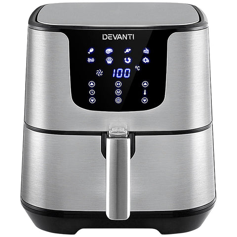 Devanti 7L Digital Air Fryer Silver AF-K-G-5T6-SS - SuperSaverAU - view 1