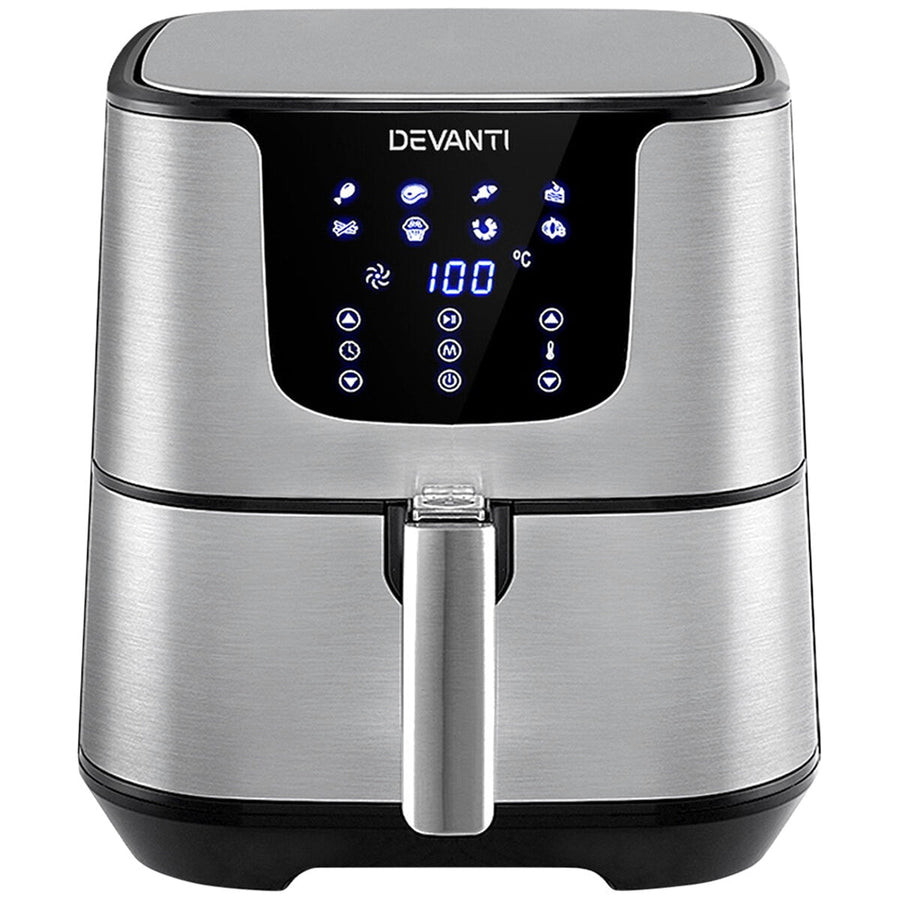 Devanti 7L Digital Air Fryer Silver AF-K-G-5T6-SS - SuperSaverAU - view 1