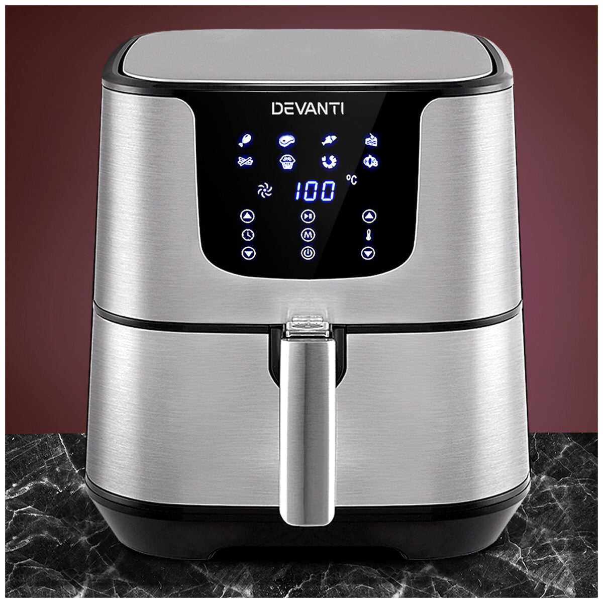 Devanti 7L Digital Air Fryer Silver AF-K-G-5T6-SS - SuperSaverAU - view 2