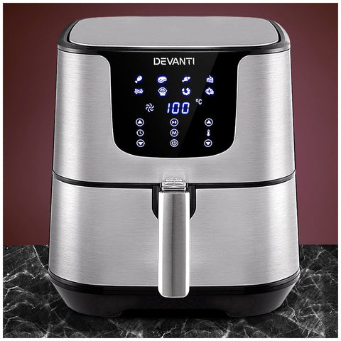 Devanti 7L Digital Air Fryer Silver AF-K-G-5T6-SS - SuperSaverAU - view 2
