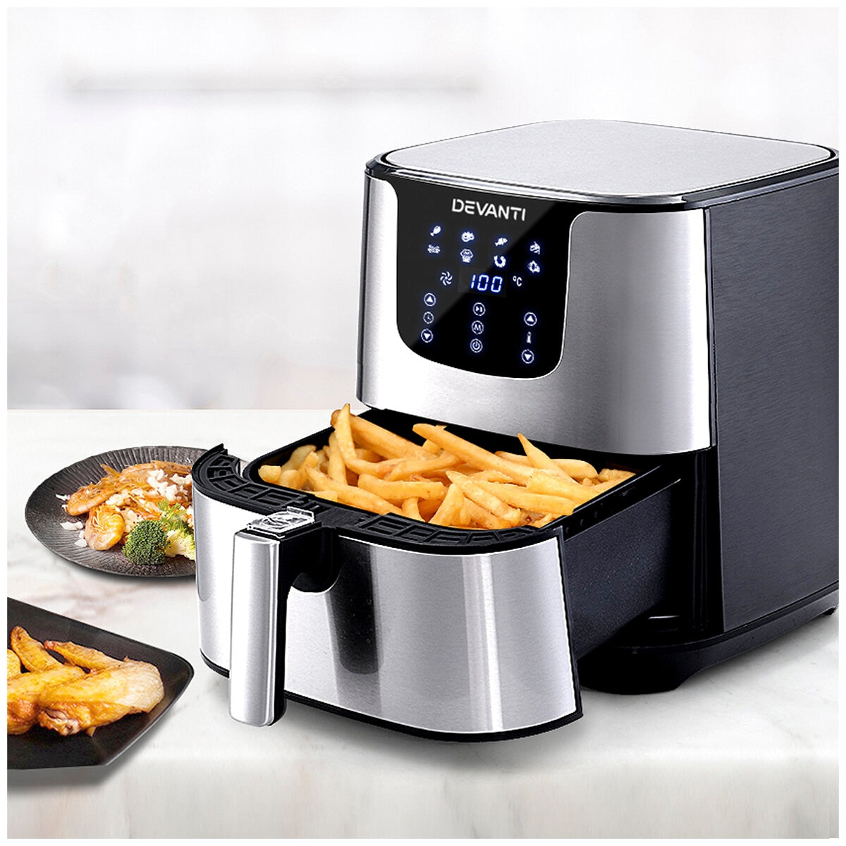 Devanti 7L Digital Air Fryer Silver AF-K-G-5T6-SS - SuperSaverAU - view 6