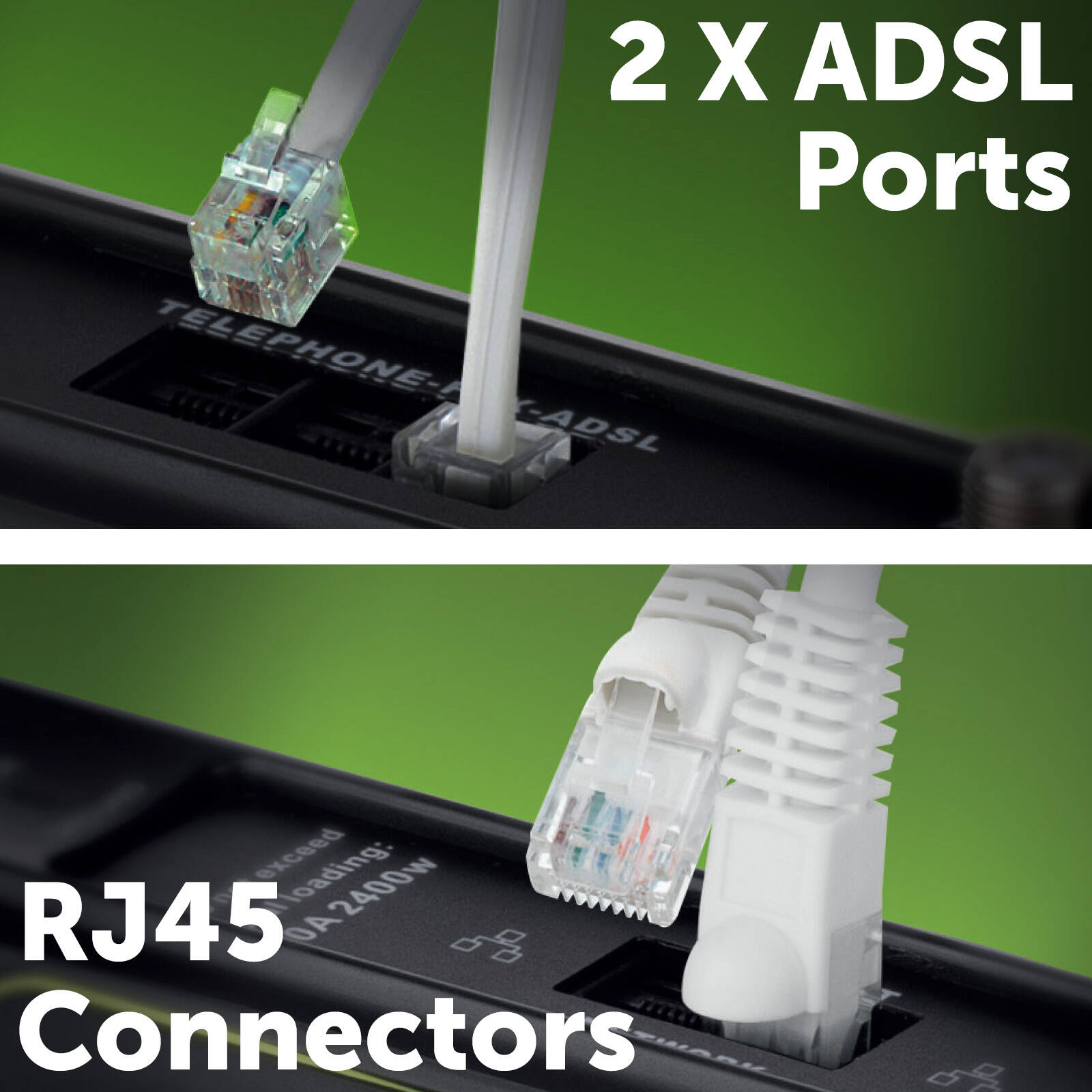 Arlec 8 Outlet Surge Protected Powerboard with USB, CAT6 and ADSL
