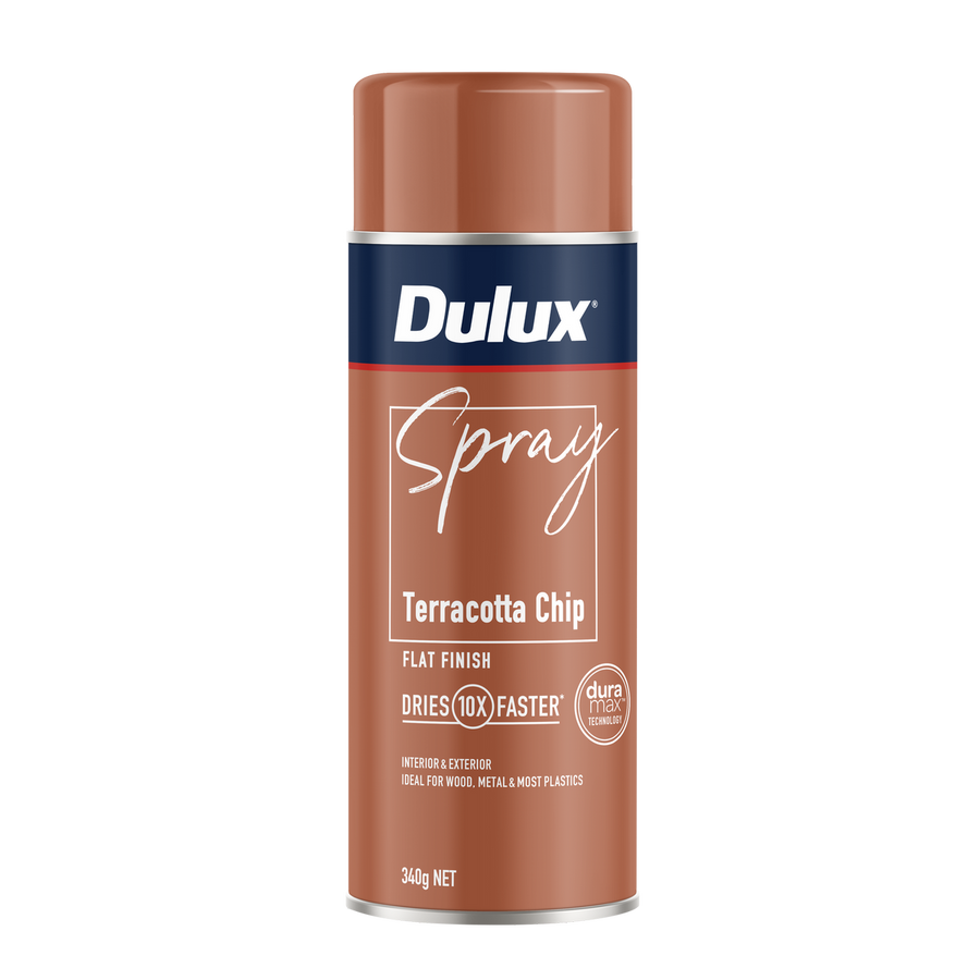 Dulux Spray Paint 340g Flat Terracotta Chip - Self-Priming - Fast Drying - SuperSaverAU - view 1