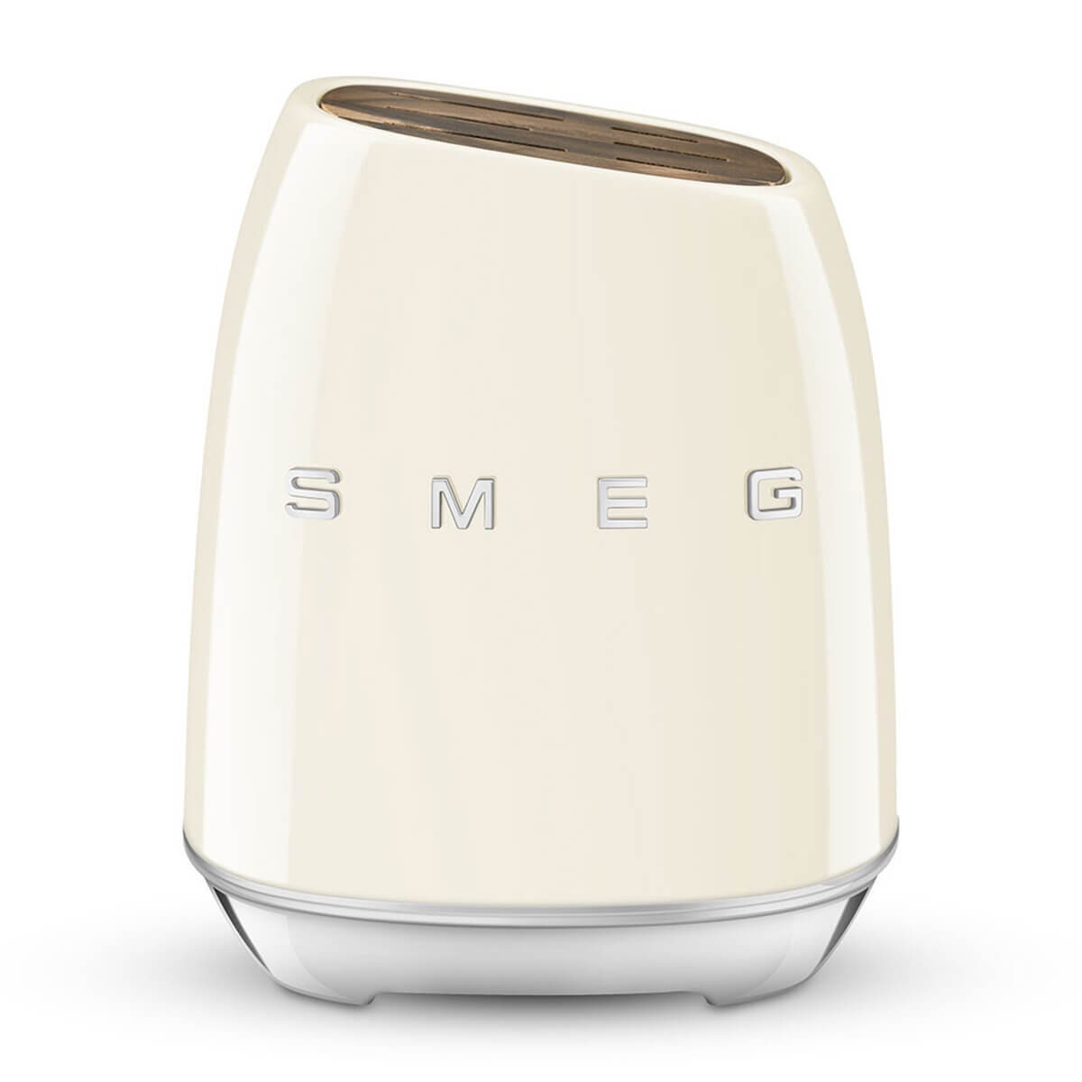 Smeg 50s Retro Style 6 Piece Knife Block Set - Cream with Acacia Wood Top - KBSF02CR