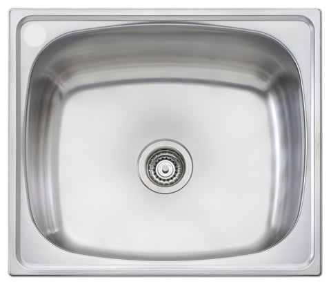 Oliveri 70L single bowl laundry tub - Polished stainless steel with left-hand tap hole - TI70LTH