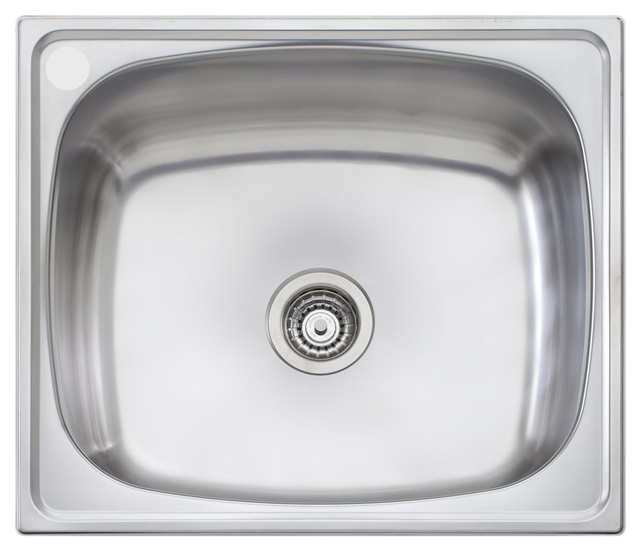 Oliveri 70L single bowl laundry tub - Polished stainless steel with left-hand tap hole - TI70LTH