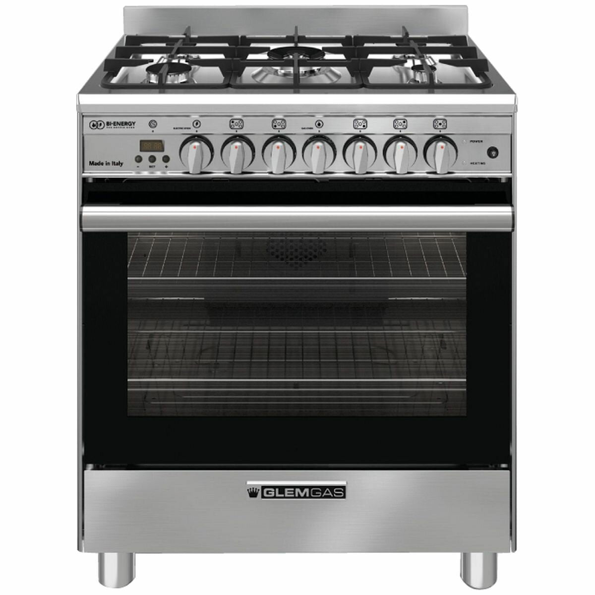 Glem Gas 70cm Bi-Energy Freestanding Oven 67L - Gas or Electric Oven, Wok Burner - GB765DOP