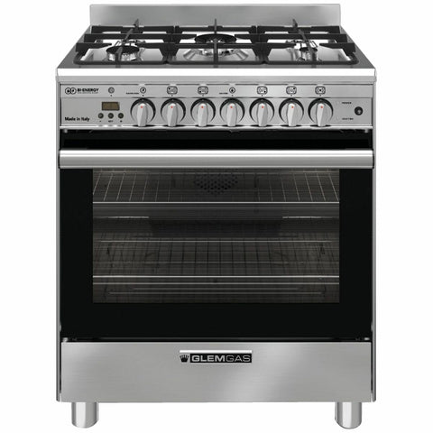 Glem Gas 70cm Bi-Energy Freestanding Oven 67L - Gas or Electric Oven, Wok Burner - GB765DOP
