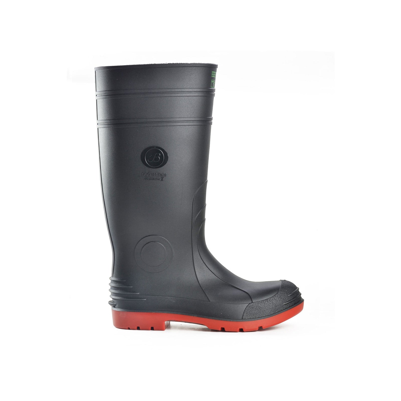 Bata Industrials Jobmaster Knee-Length Steel Cap Safety Gumboots, Men's UK Size 12, PVC, Water-Resistant, Black/Red