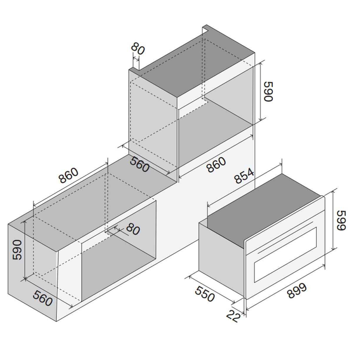 ILVE 90cm Panoramagic Series built-in oven - 110L, 15 functions, matte black, rotisserie - OV91PMT3MK