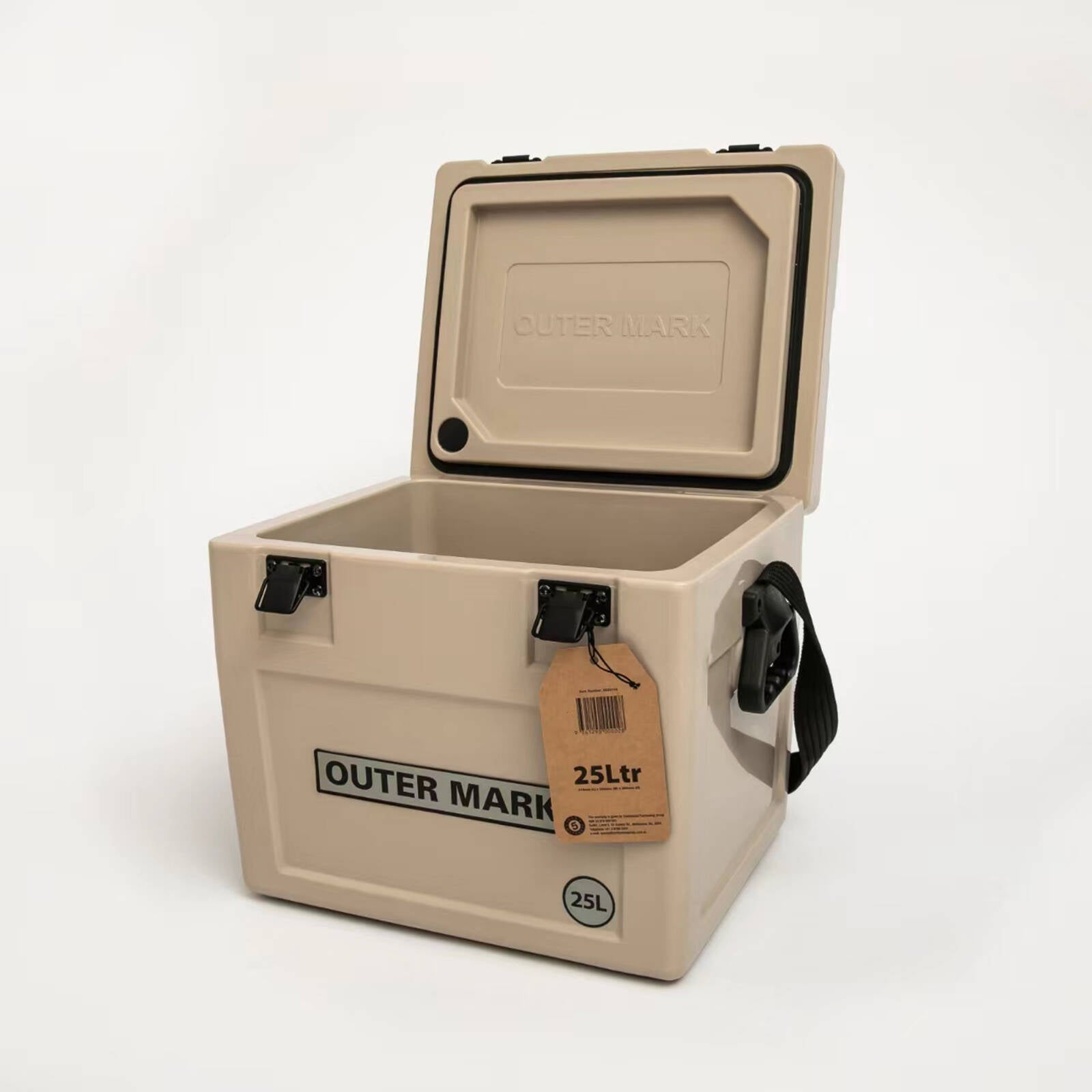 Outermark 25L Premium Moulded Cooler Ice Box - Beige, Stainless Latches