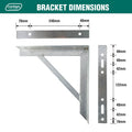 Carinya 350 x 350mm Galvanised Heavy Duty Brace Stay Bracket, 500kg Capacity, Indoor/Outdoor