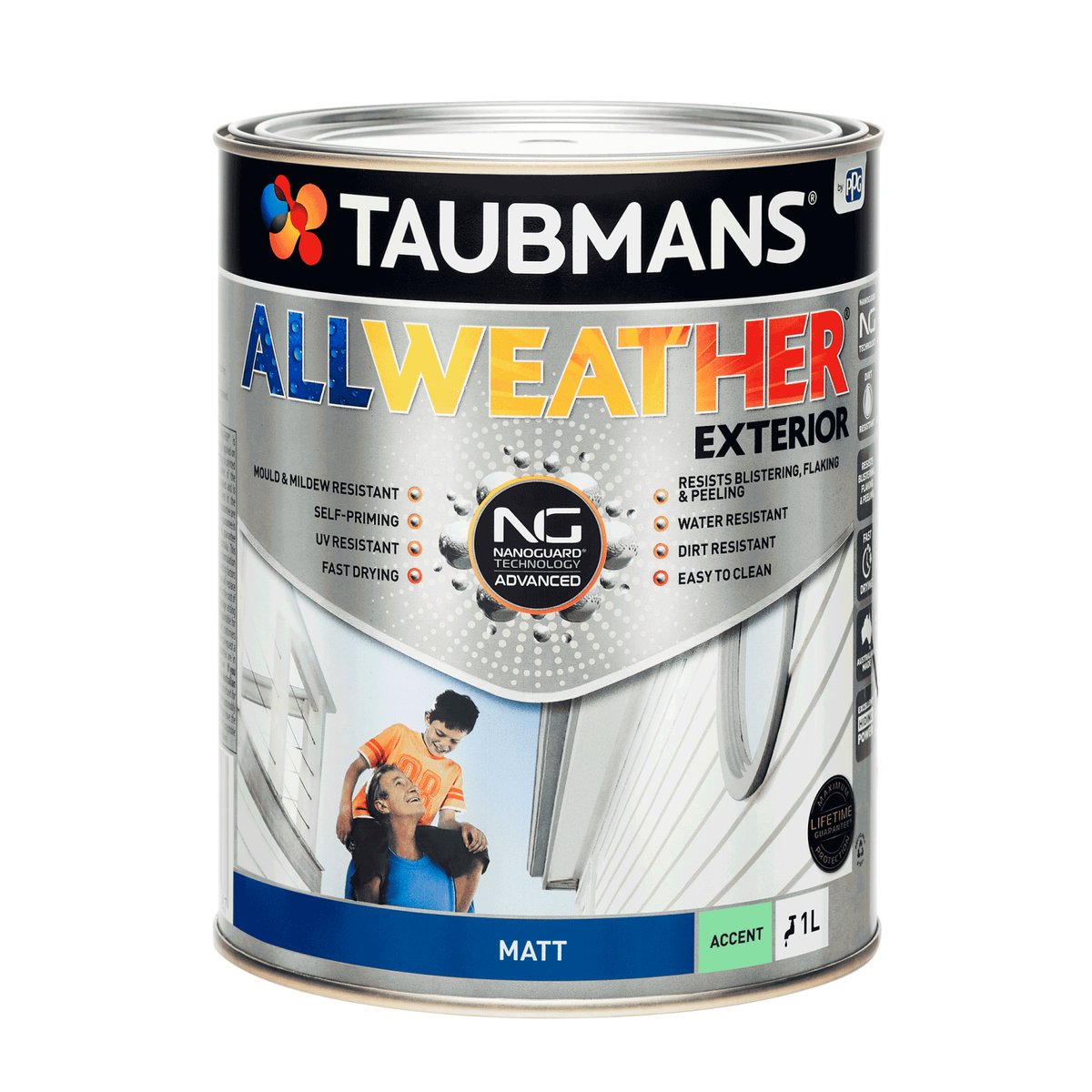 Taubmans 1L Accent Matt All Weather Exterior Paint - 1L - Untinted - SuperSaverAU - view 1