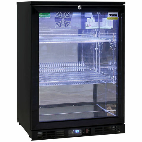 Rhino 129L Bar Fridge - Black, Left Hinge, Remote Control Multi-Colour Lighting - SG1L-NC
