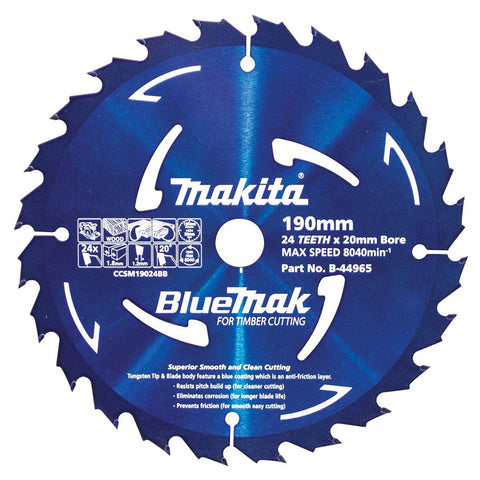Makita 190mm Circular Saw Blade - 24T - Bluemark - Precision Cutting - SuperSaverAU - view 1
