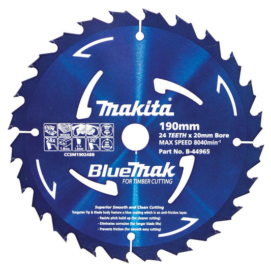 Makita 190mm Circular Saw Blade - 24T - Bluemark - Precision Cutting