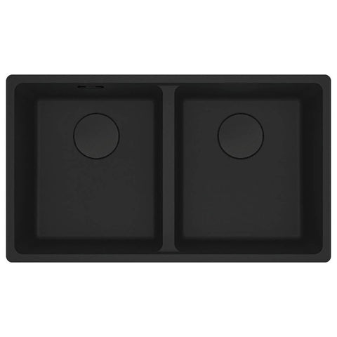 Franke Maris double bowl topmount granite sink - Matte Black, extension drainer - MRG620-3535MBFPC