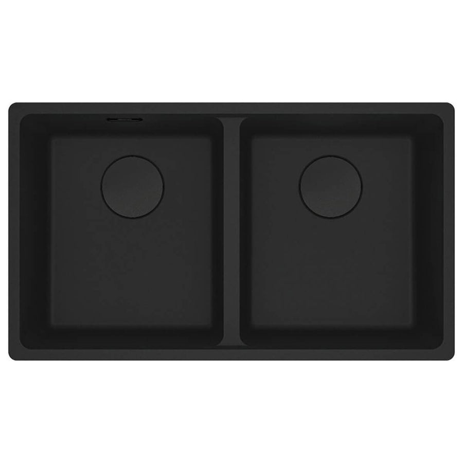 Franke Maris double bowl topmount granite sink - Matte Black, extension drainer - MRG620-3535MBFPC