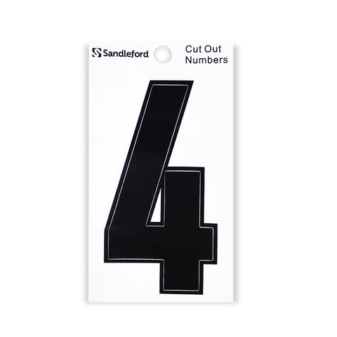 Sandleford 85mm Black Cut Out Self Adhesive House Number 4 - SuperSaverAU - view 1
