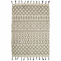 Cadrys Sahara Trellis Ivory Charcoal Handspun Wool Rug 160x230cm - Hand Knotted - SAHTIC1