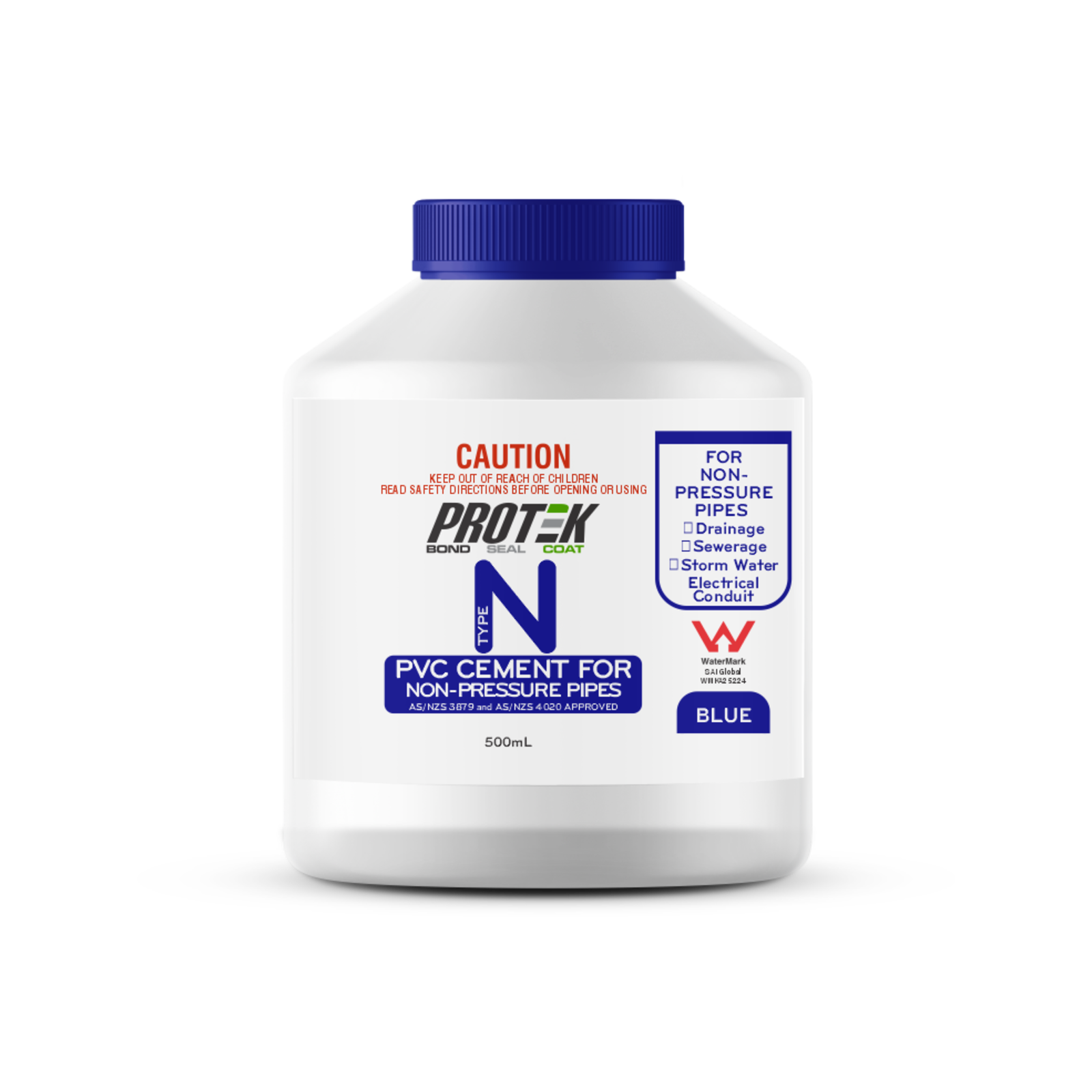 Protek 500ml Type N Blue PVC Cement for Non-Pressure Pipes