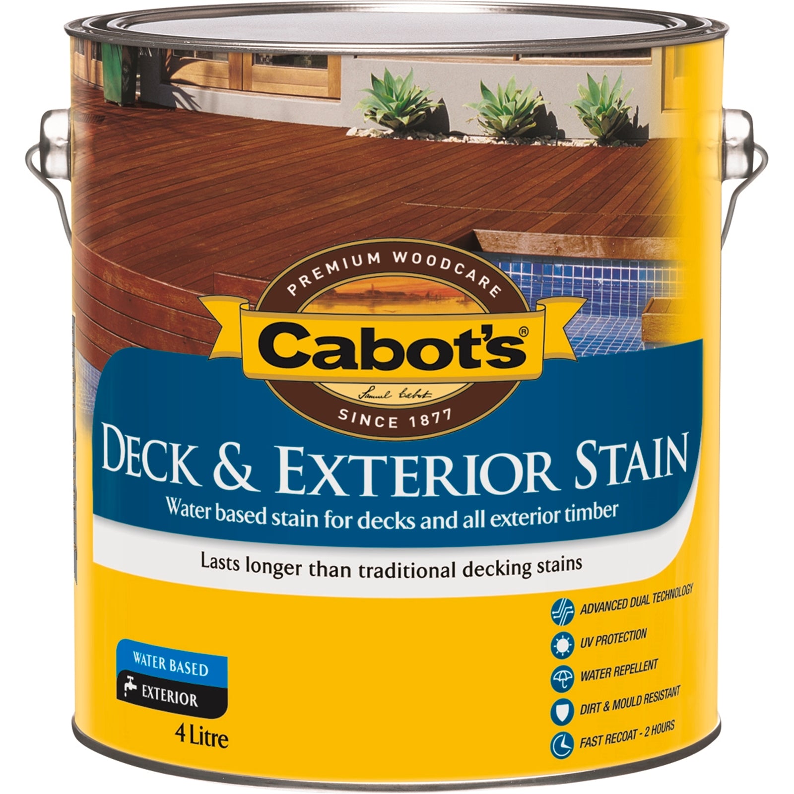 Cabot's 4L October Brown Water Based Deck & Exterior Timber Stain, UV Resistant Waterproof