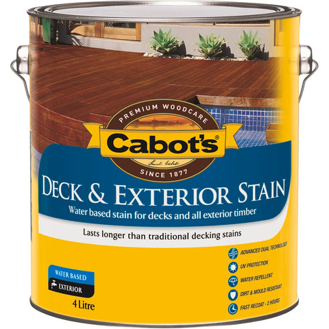 Cabot's 4L October Brown Water Based Deck & Exterior Timber Stain, UV Resistant Waterproof