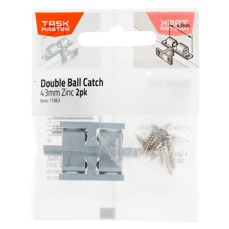 Taskmaster 43mm Zinc Double Ball Catch 2 Pack